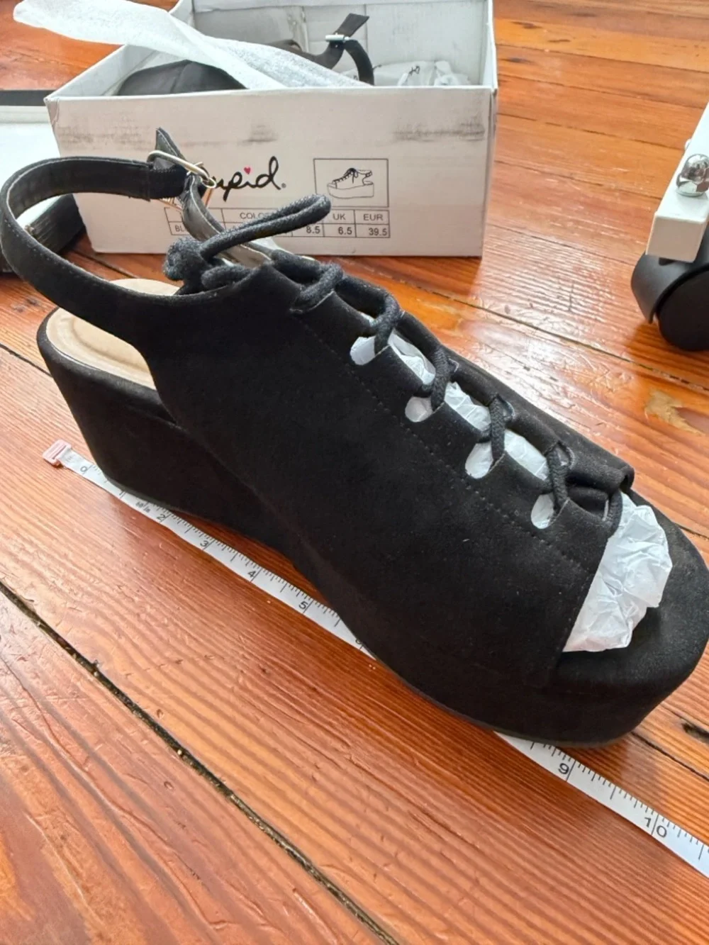 Black Platform Lace-Up Peep-Toe Sandals
